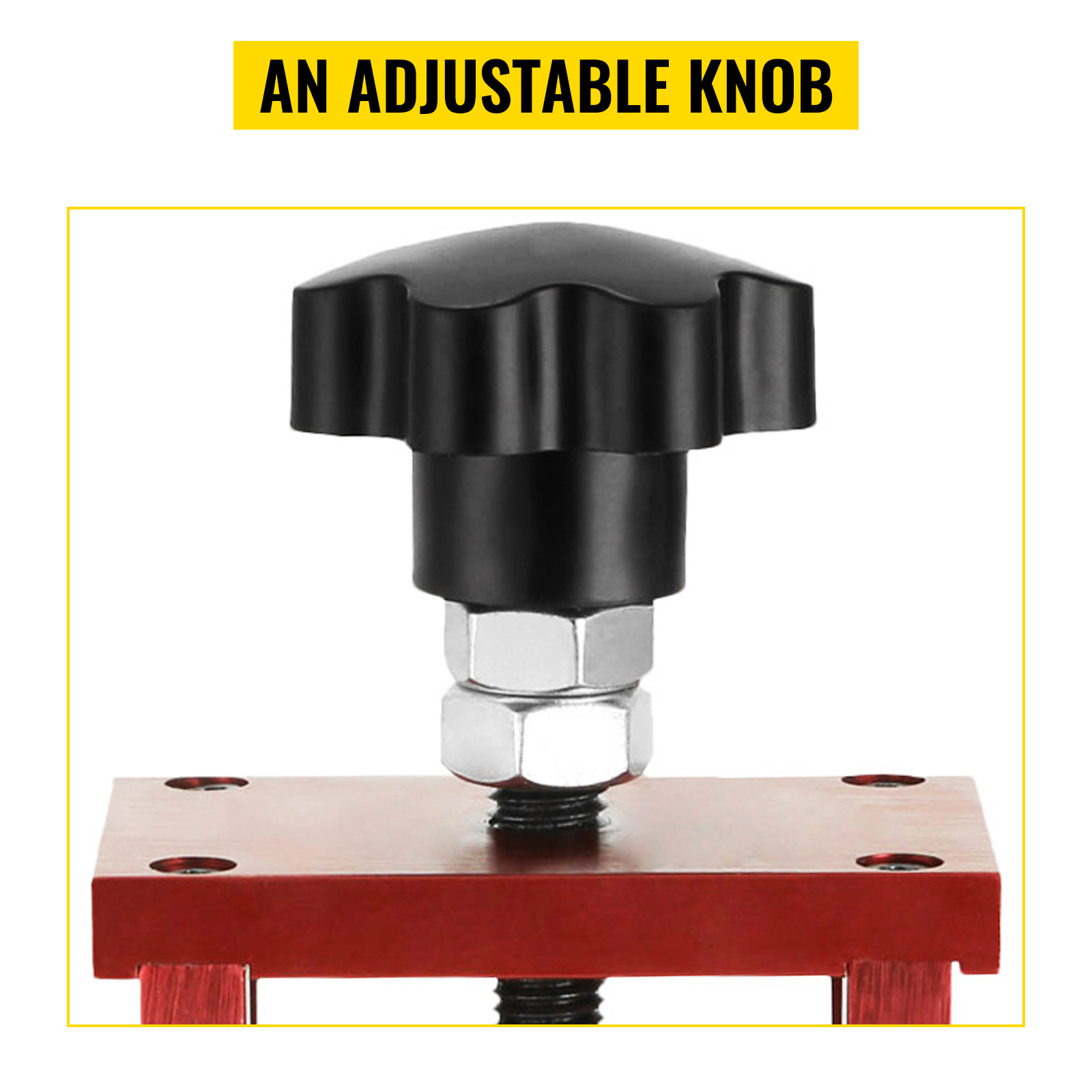 adjustable knob on VEVOR wire stripping machine in red and black.