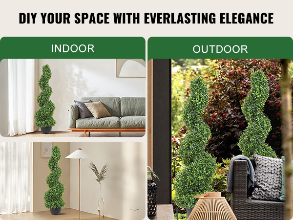 izrotājiet savu telpu ar eleganto VEVOR mākslīgo buksusu topiary spirāli gan iekštelpām, gan āra telpām.