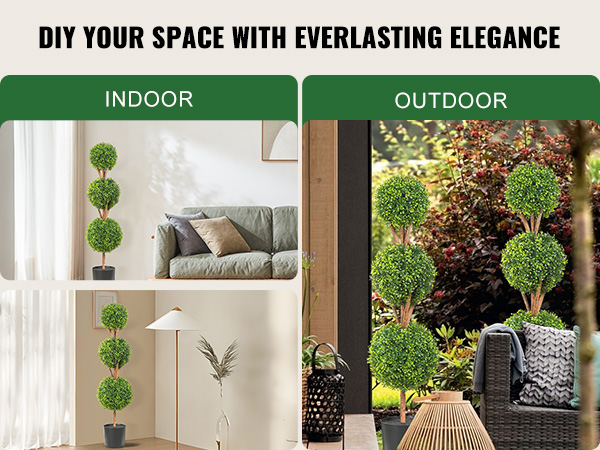 VEVOR artificial topiaries for indoor and outdoor spaces, adding everlasting elegance and style