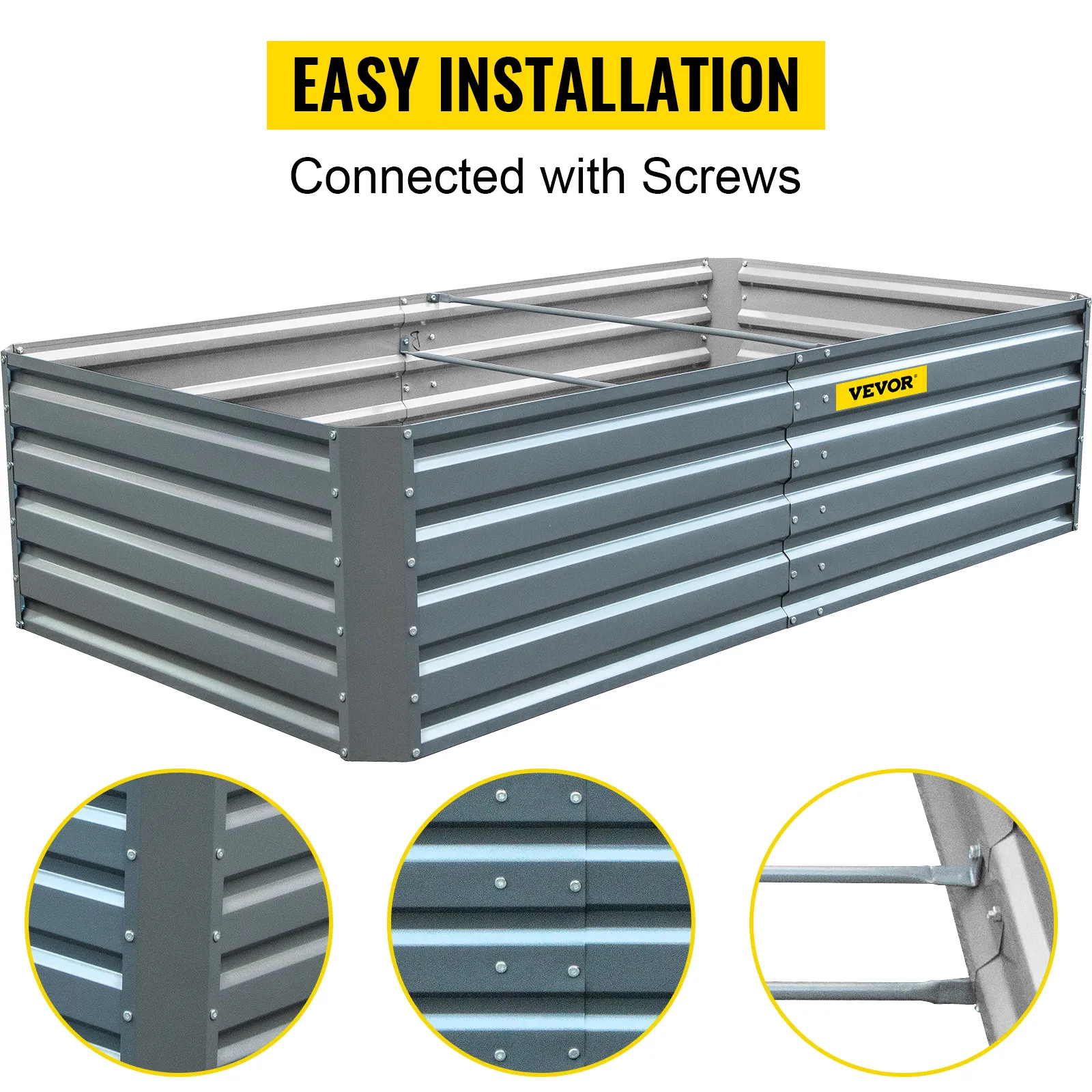 VEVOR raised garden bed with easy installation connected with screws.