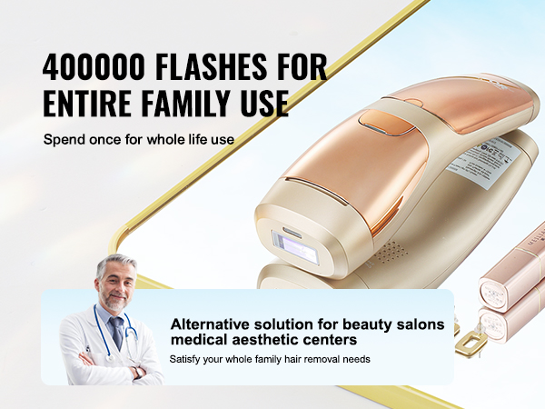 VEVOR ipl hair removal device with 400000 flashes for family use, ideal for beauty salons and medical aesthetics.
