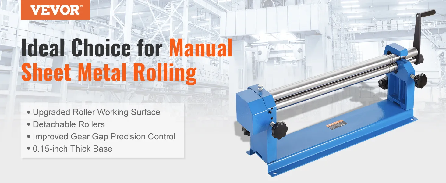 VEVOR slip roll machine for manual sheet metal rolling with upgraded rollers and precision control.