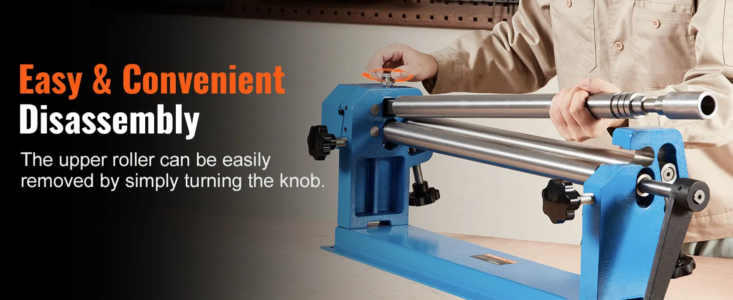 VEVOR slip roll machine disassembly with easy-to-remove upper roller.