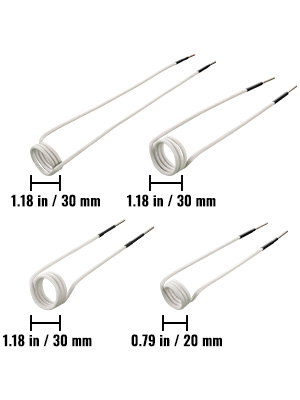 VEVOR induction heater coil kit, 4 sizes: 1.18 in/30 mm and 0.79 in/20 mm.