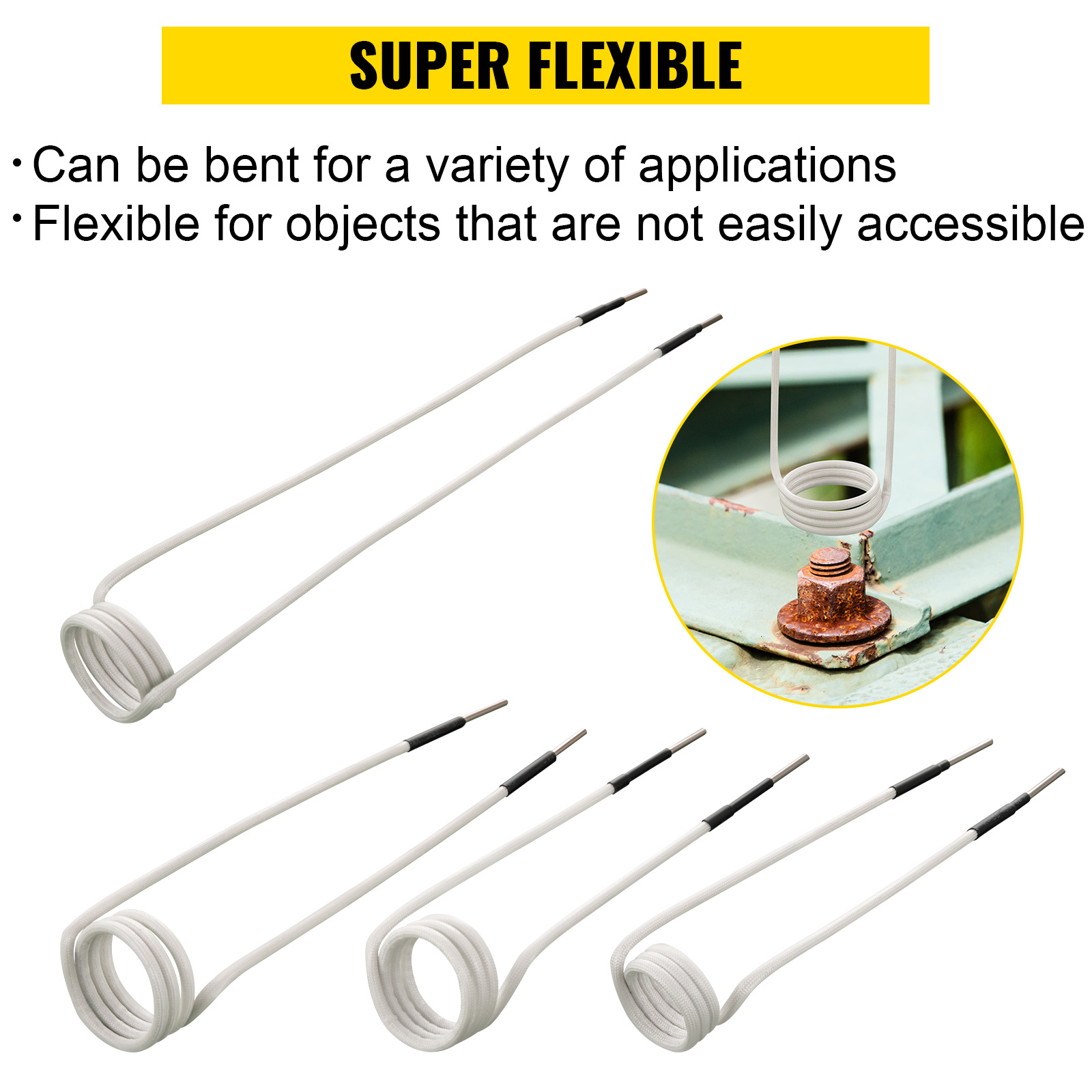 VEVOR induction heater coil kit, flexible coils for hard-to-reach areas.