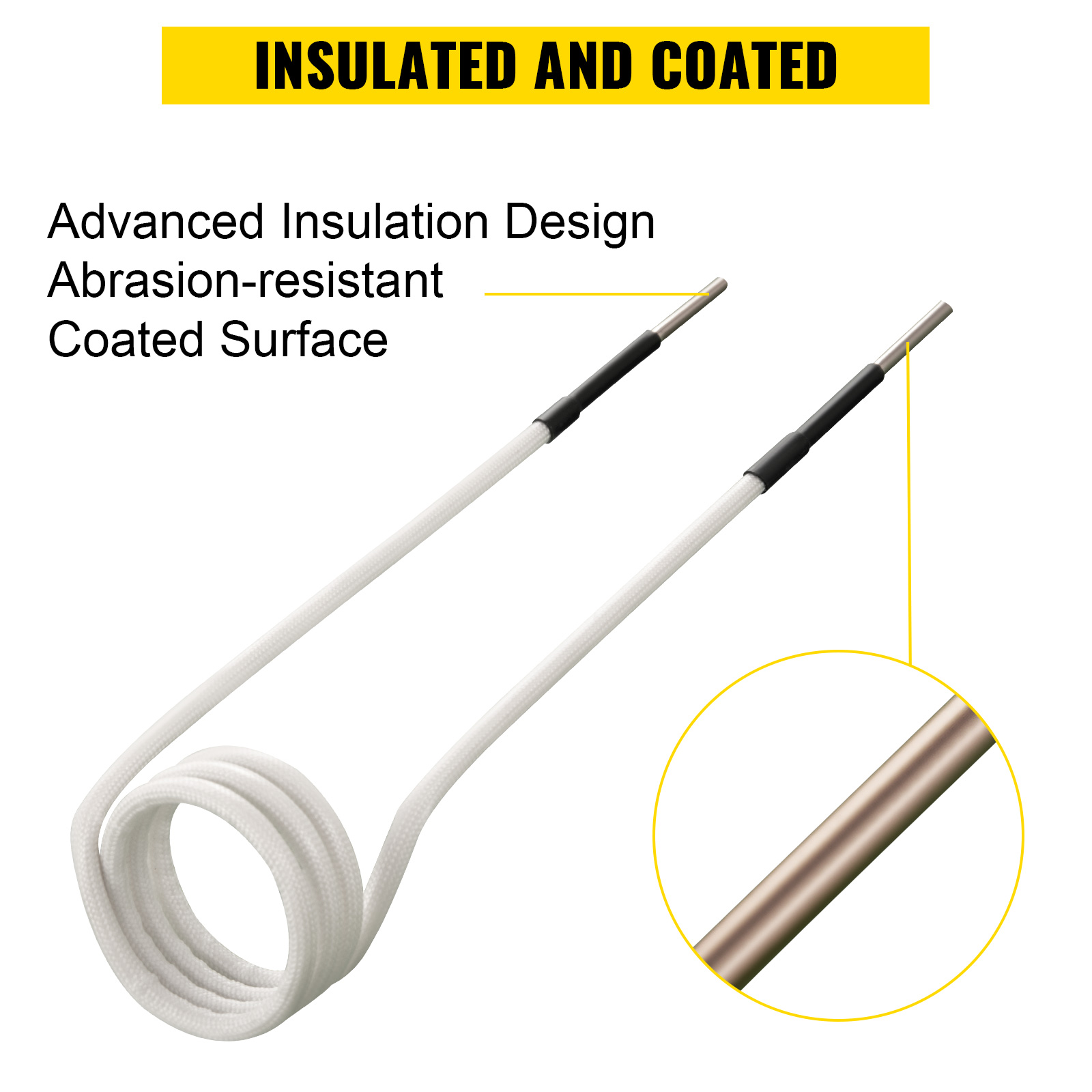 VEVOR induction heater coil kit with advanced insulation and abrasion-resistant coating.