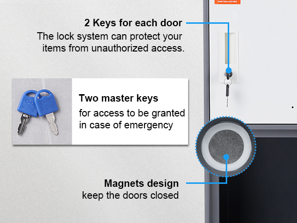 VEVOR metal locker with dual key system and magnetic closure for secure storage and easy access.