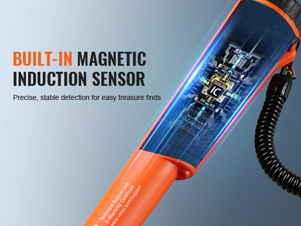 VEVOR metal detector pinpointer with built-in magnetic induction sensor for precise treasure detection.