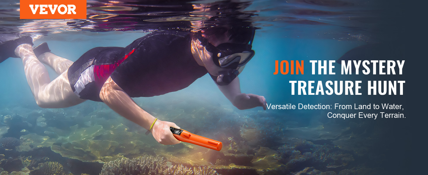 underwater treasure hunt using the VEVOR metal detector pinpointer. versatile detection from land to water.