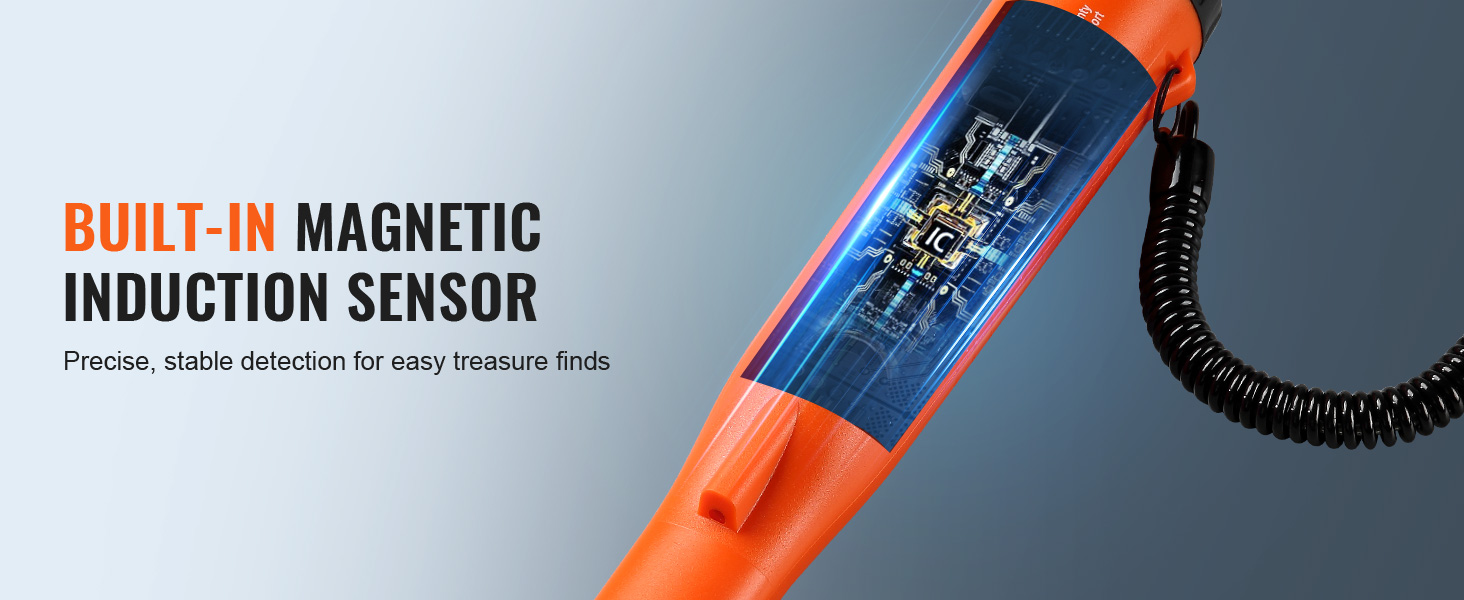 VEVOR metal detector pinpointer featuring a built-in magnetic induction sensor for precise treasure detection.