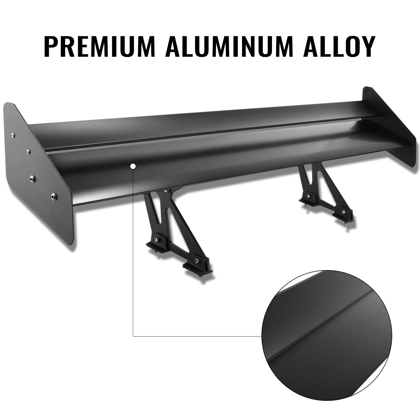VEVOR gt wing spoiler in premium aluminum alloy with close-up detail.
