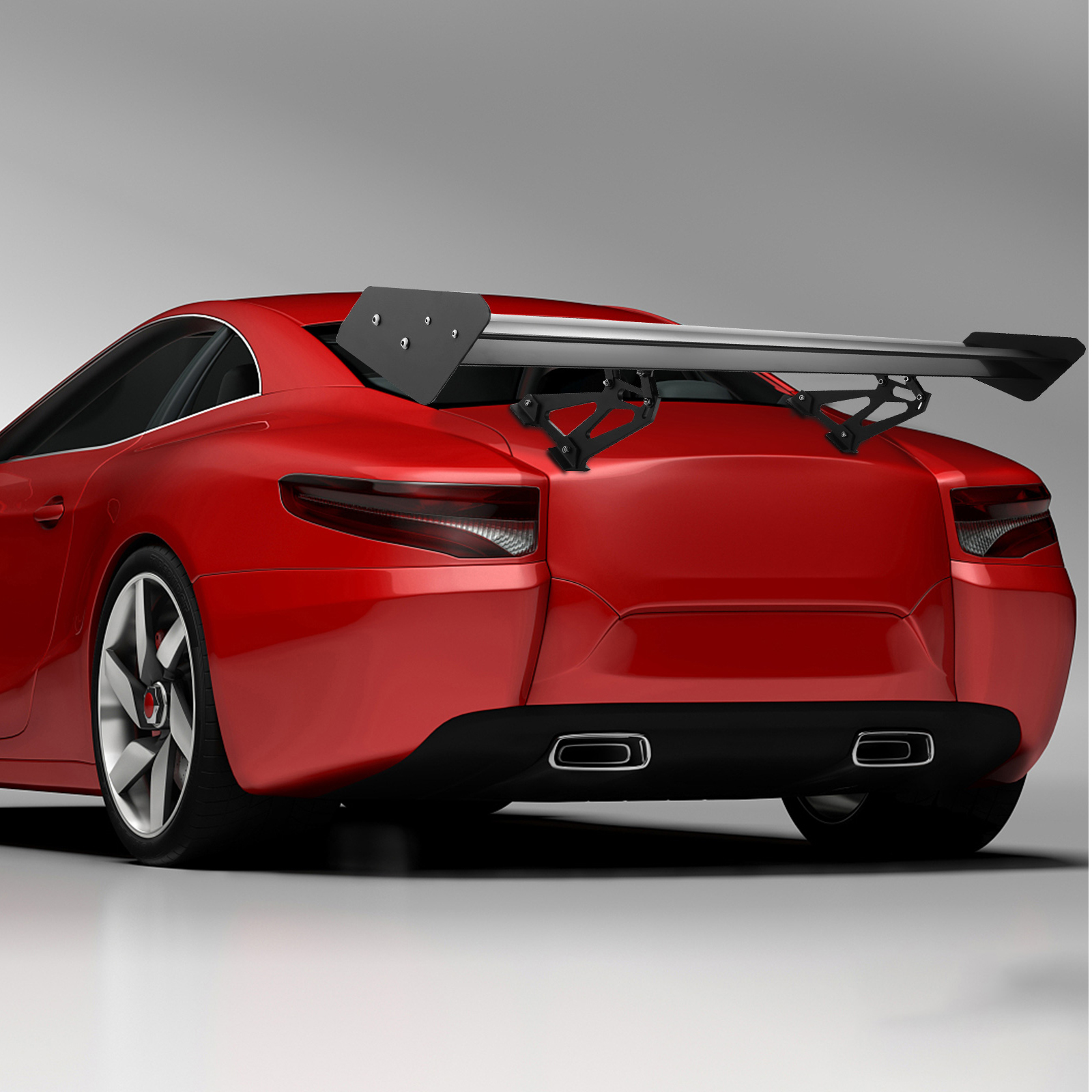 red sports car with VEVOR gt wing spoiler, showcasing sleek rear design and tail lights.