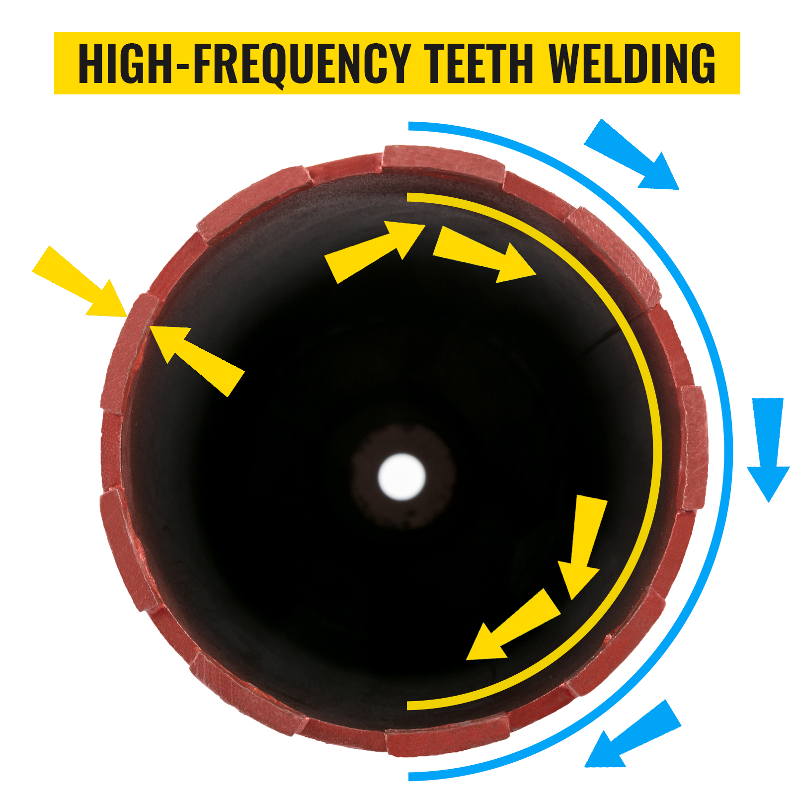 VEVOR diamond core drill bit with high-frequency teeth welding diagram.