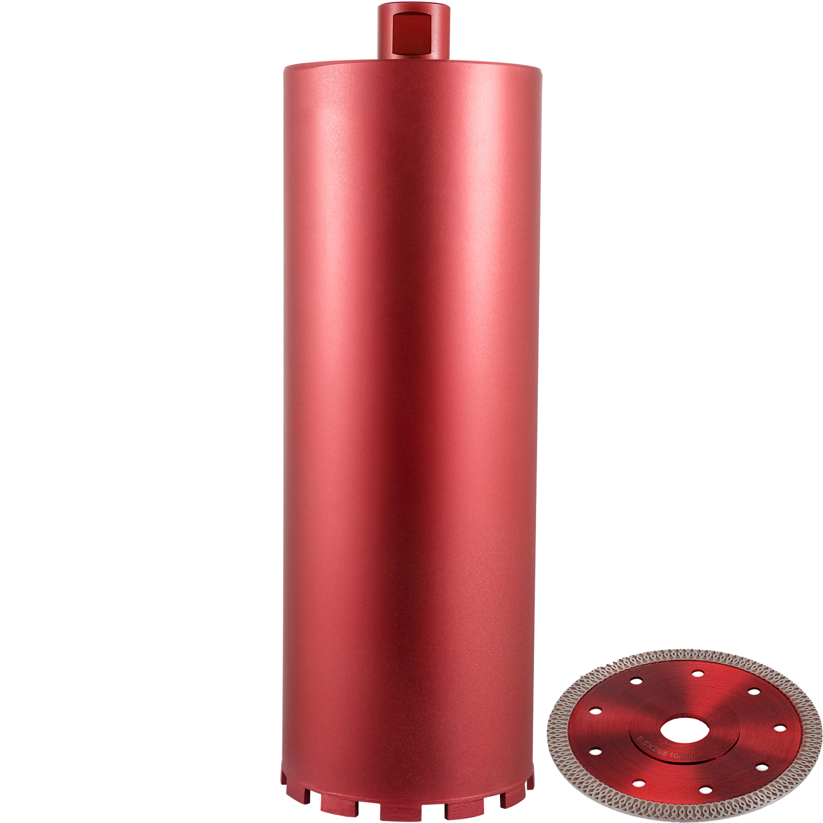 VEVOR diamond core drill bit with matching red cutting disc.