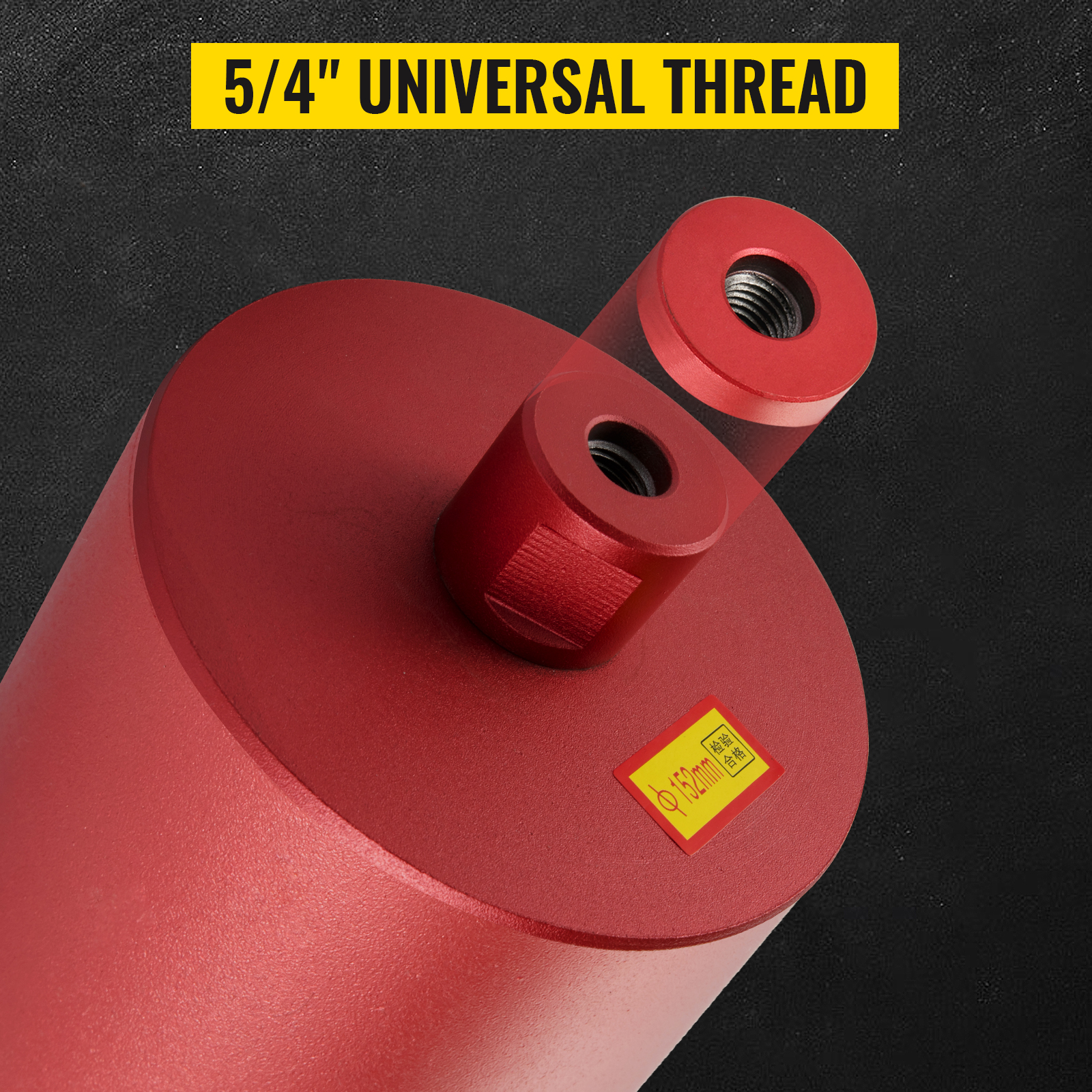 red VEVOR diamond core drill bit with 5/4" universal thread connector.