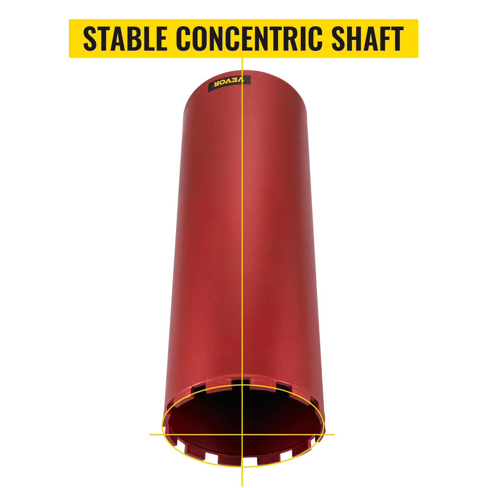VEVOR diamond core drill bit with stable concentric shaft in red.