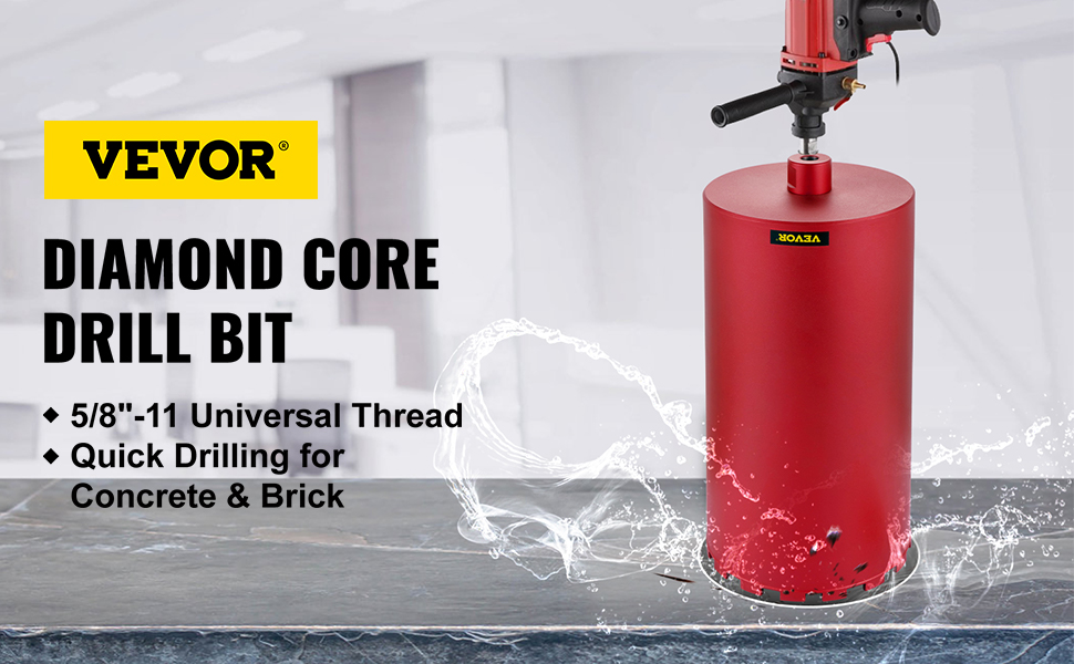 VEVOR diamond core drill bit, 5/8"-11 thread for quick concrete and brick drilling.