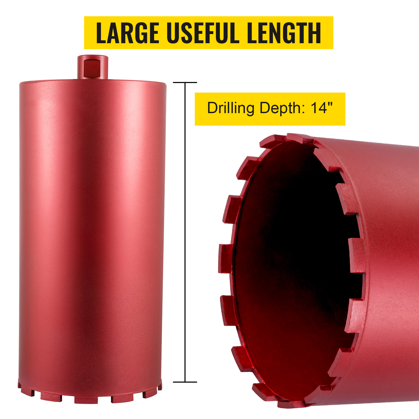 VEVOR diamond core drill bit with large useful length and 14" drilling depth