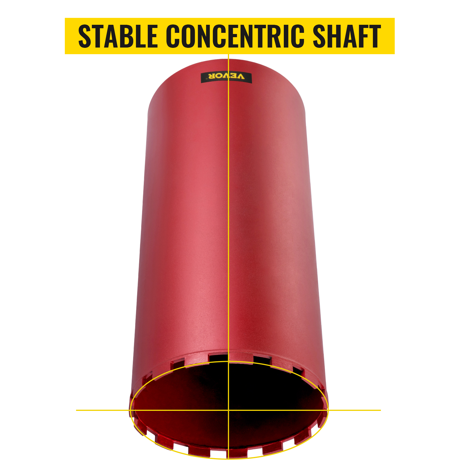 red VEVOR diamond core drill bit with stable concentric shaft.