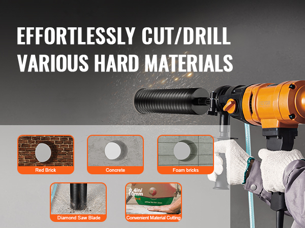 cutting red brick and concrete with VEVOR diamond core drill bit. effortless drill through hard materials.