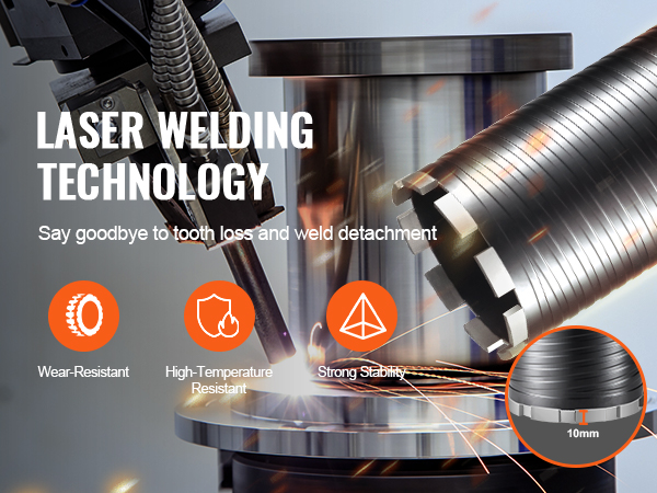 laser welding a wear-resistant VEVOR core drill bit, high-temperature resistant, with strong stability.