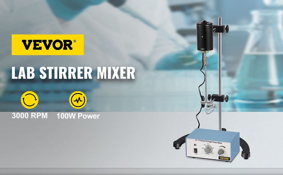 VEVOR electric overhead stirrer, 3000 rpm, 100w power for labs.
