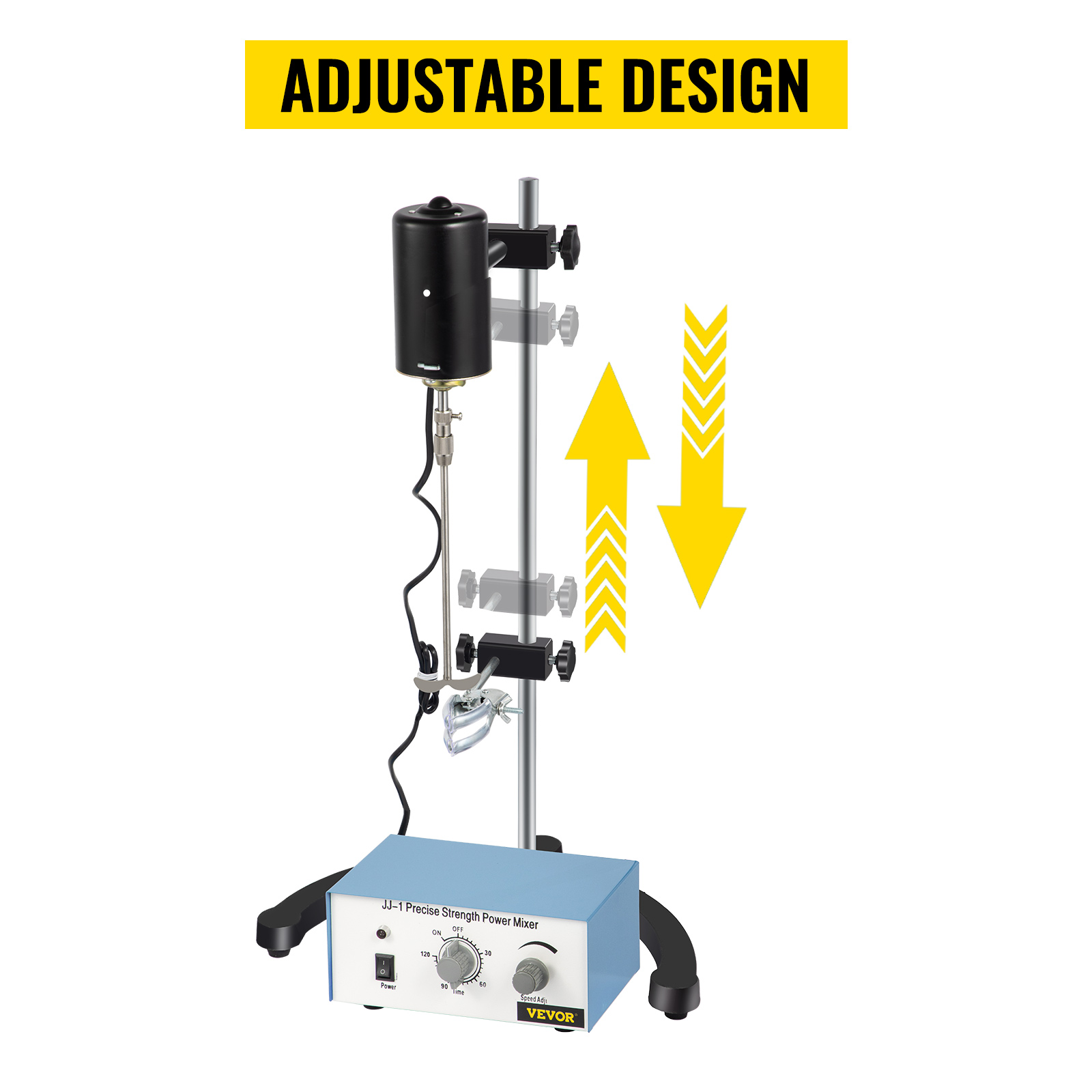 VEVOR electric overhead stirrer with adjustable stand and control box.