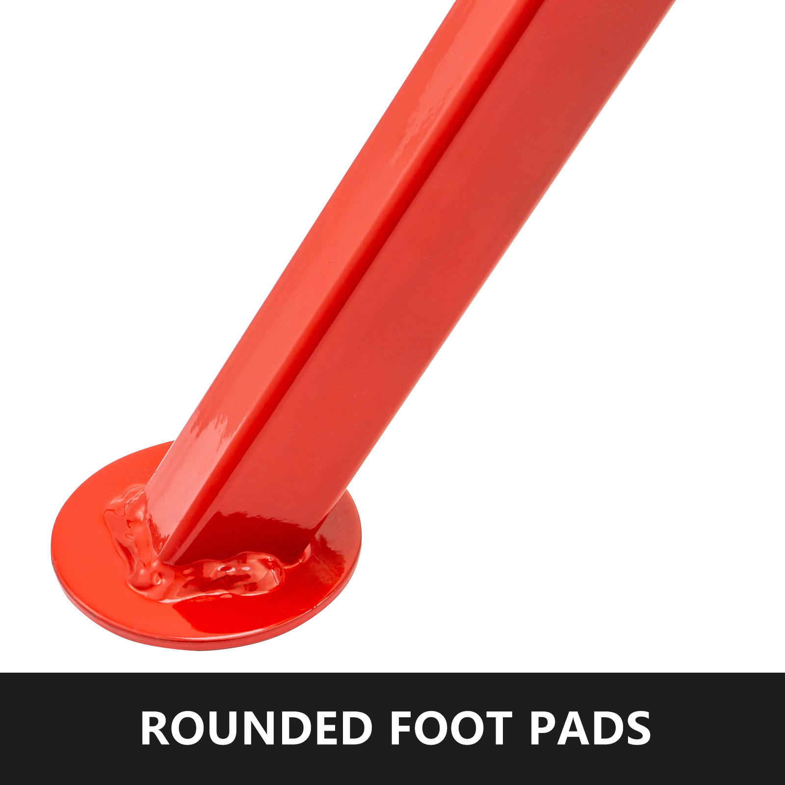 VEVOR pipe jack stand with rounded foot pads in red.