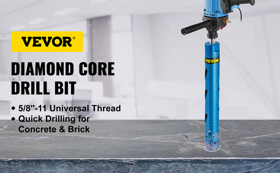 VEVOR diamond core drill bit with 5/8"-11 universal thread for concrete and brick.