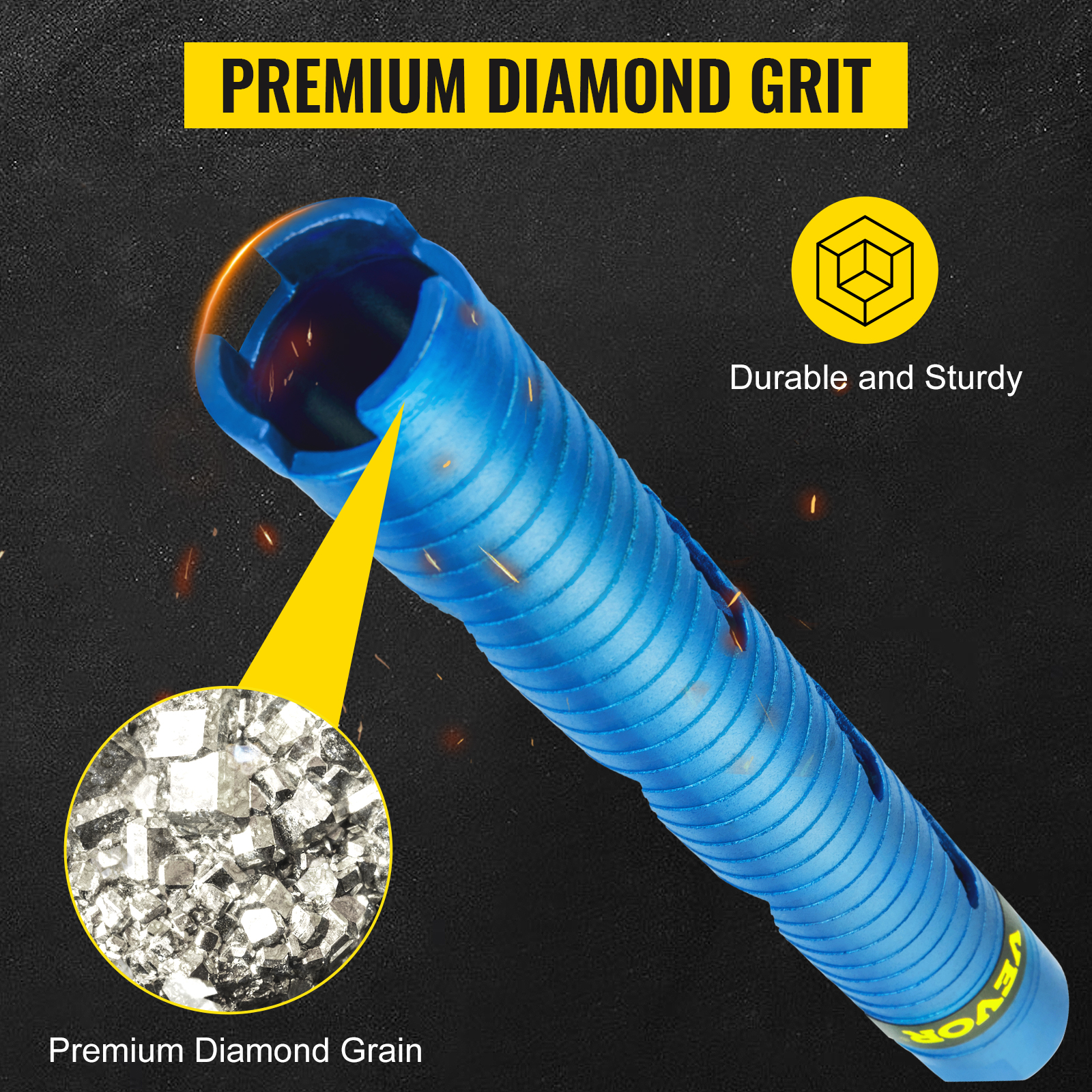 VEVOR dry core drill bit with premium diamond grit, durable and sturdy.