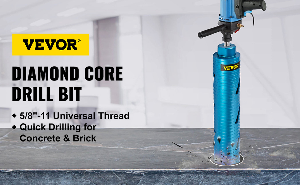 VEVOR core drill bit quick drilling for concrete and brick with 5/8"-11 universal thread.