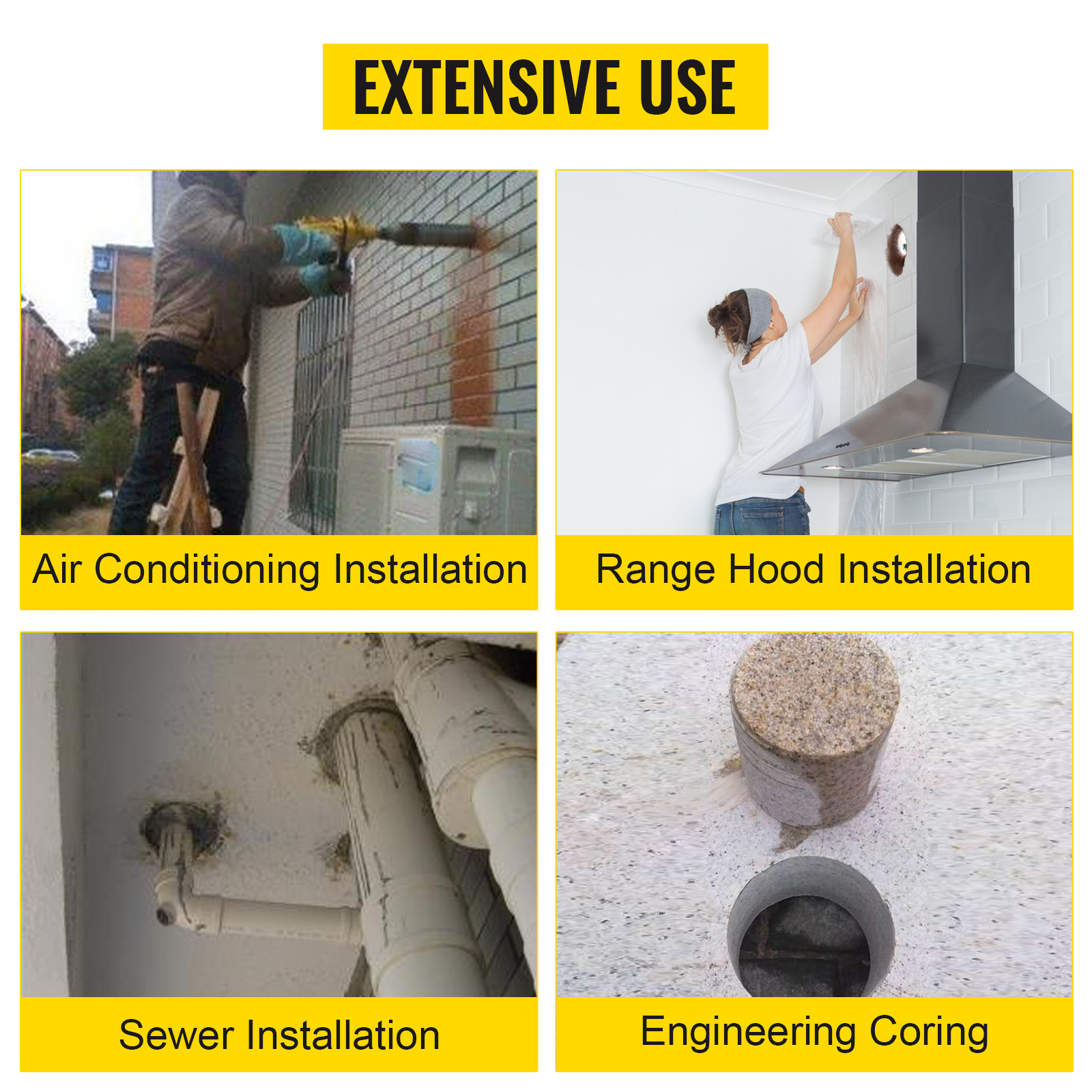 VEVOR core drill bit in air conditioning, range hood, sewer & engineering coring uses