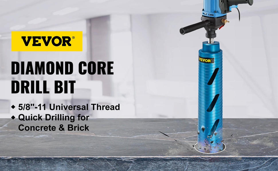 VEVOR core drill bit for quick drilling in concrete and brick, 5/8"-11 universal thread.
