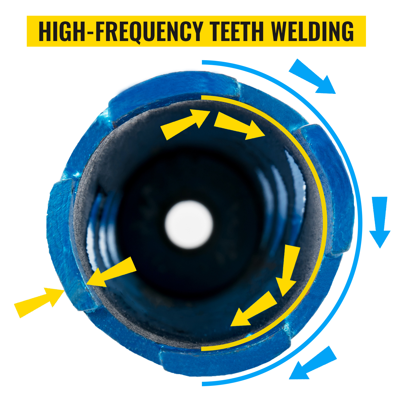 VEVOR core drill bit with high-frequency teeth welding technology illustration.