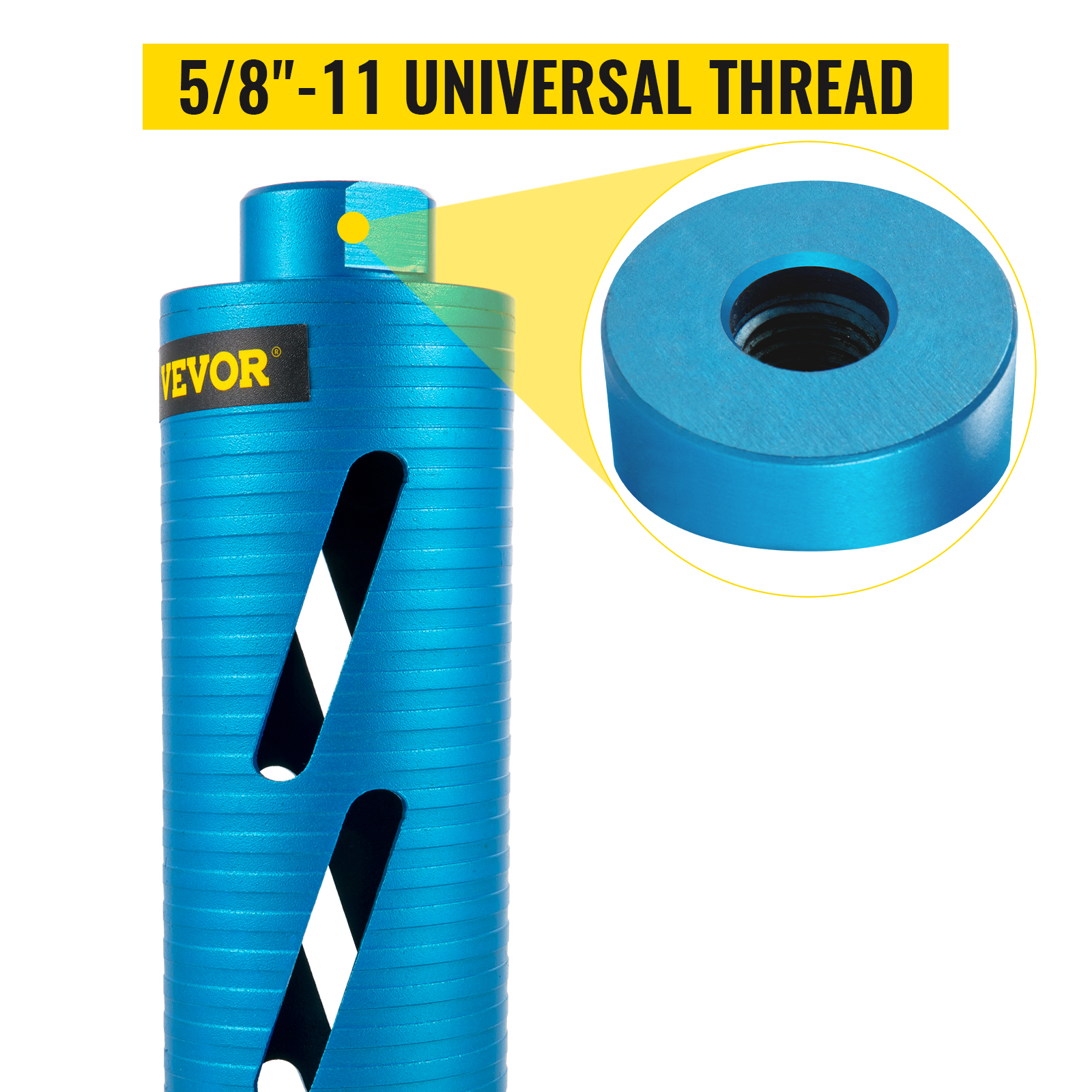 VEVOR diamond core drill bit with 5/8"-11 universal thread.