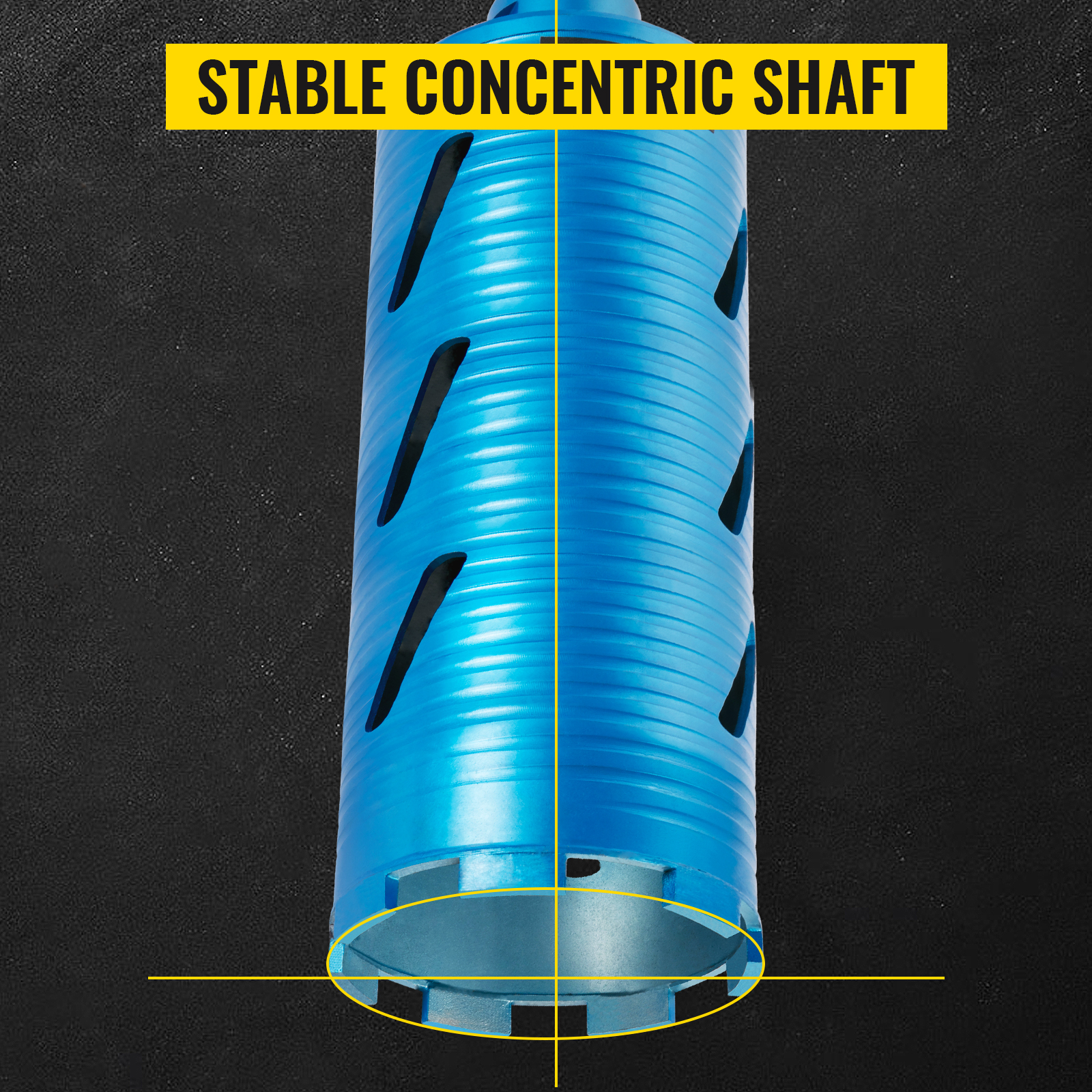 VEVOR diamond core drill bit with stable concentric shaft, blue with vent slots