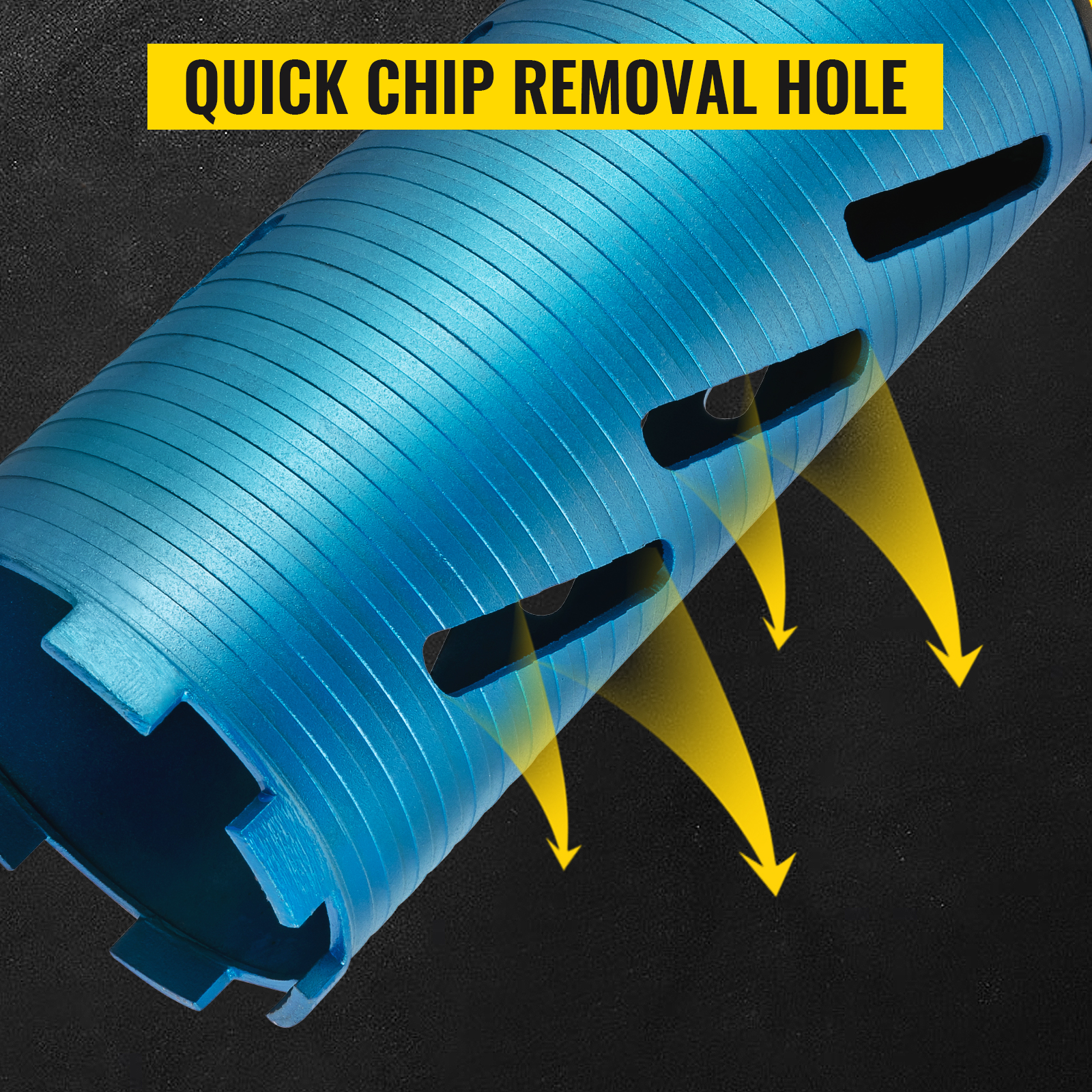 VEVOR diamond core drill bit with quick chip removal holes.