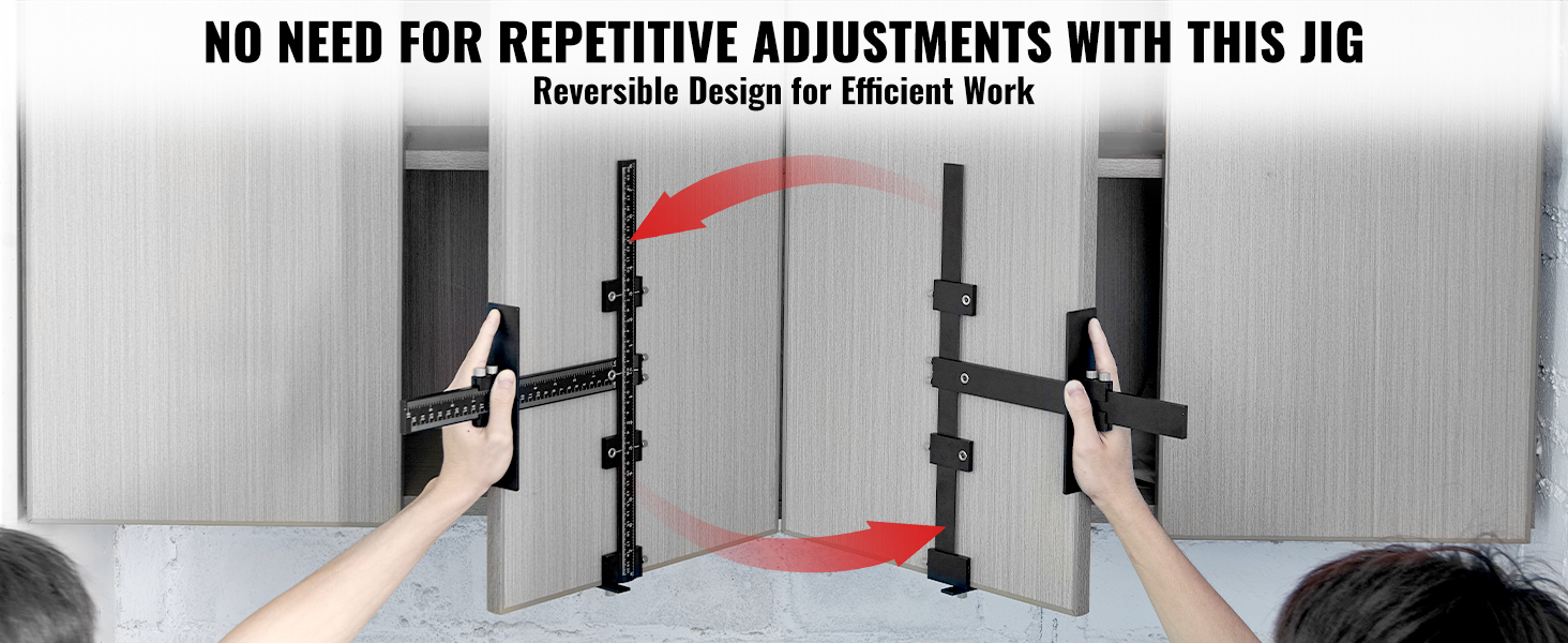 VEVOR cabinet hardware jig with reversible design for efficient work on cabinet doors.