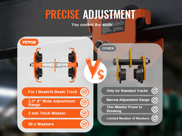 VEVOR adjustable track system comparison with other brands. precise control and durability.