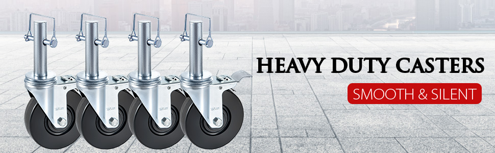 VEVOR scaffold wheels - heavy duty casters, smooth & silent with brake system.