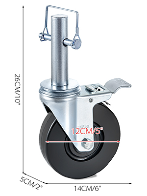 VEVOR scaffold wheel with brake, 12cm/5