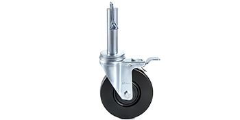 sturdy black and silver VEVOR scaffold wheel with brake and locking mechanism.
