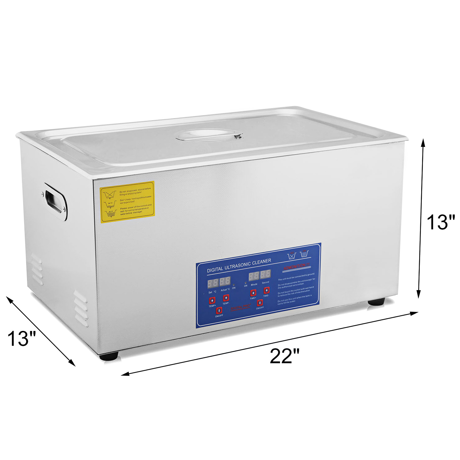 VEVOR ultrasonic cleaner, 22"x13"x13", stainless steel with digital control panel.
