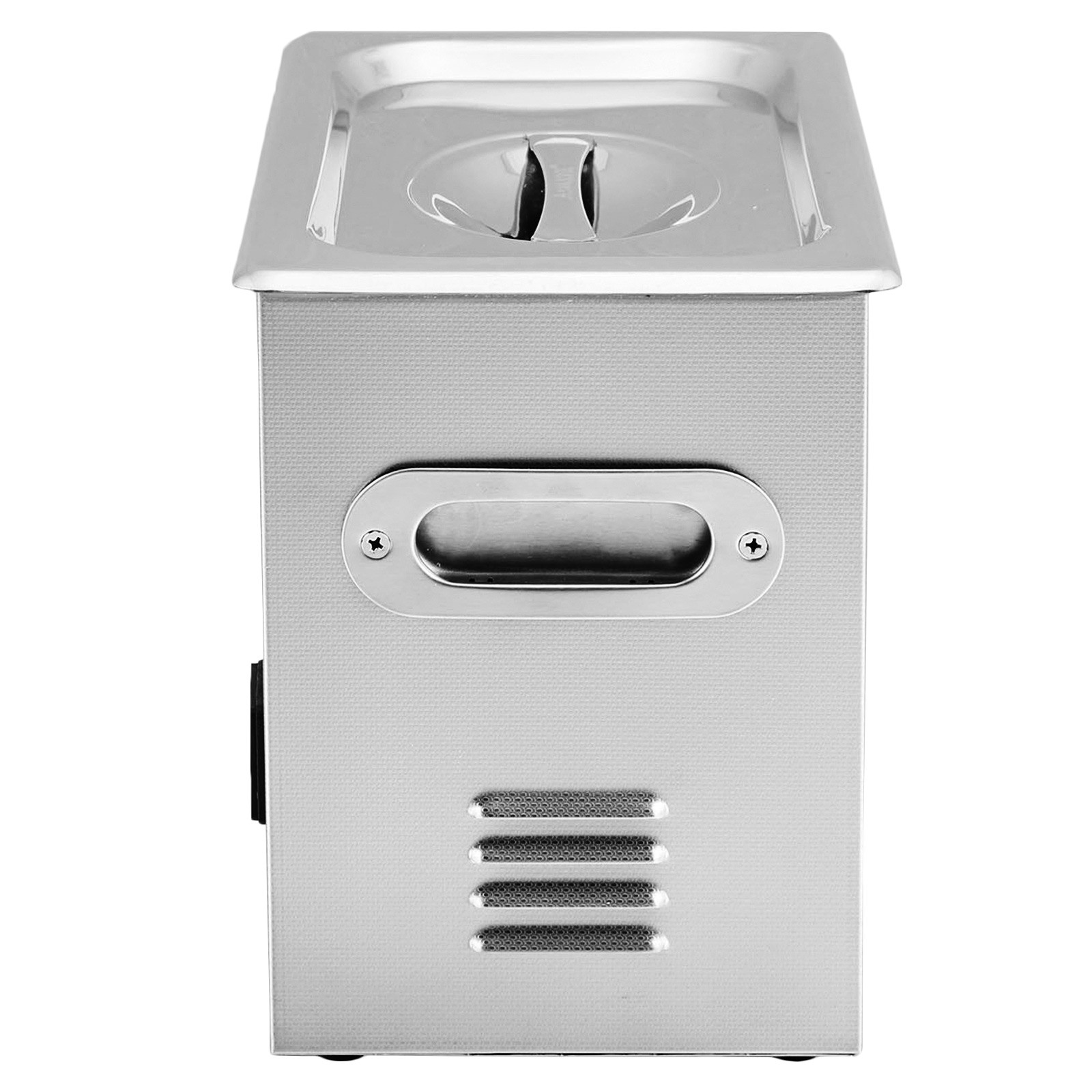 stainless steel VEVOR ultrasonic cleaner with handle and ventilation slots.
