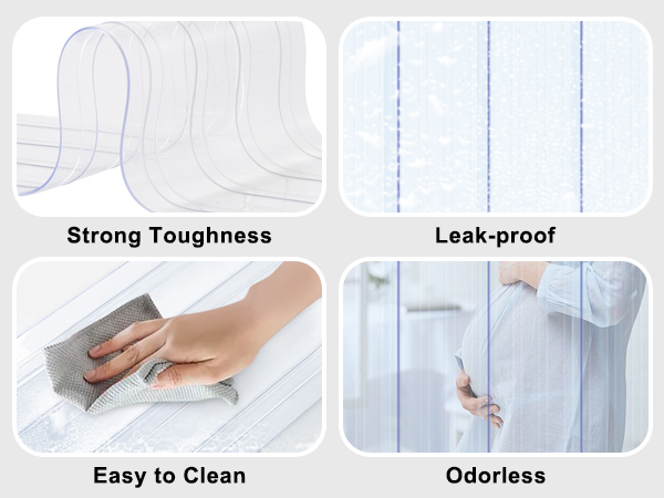 VEVOR strip curtain: strong toughness, leak-proof, easy to clean, odorless, safe for families.