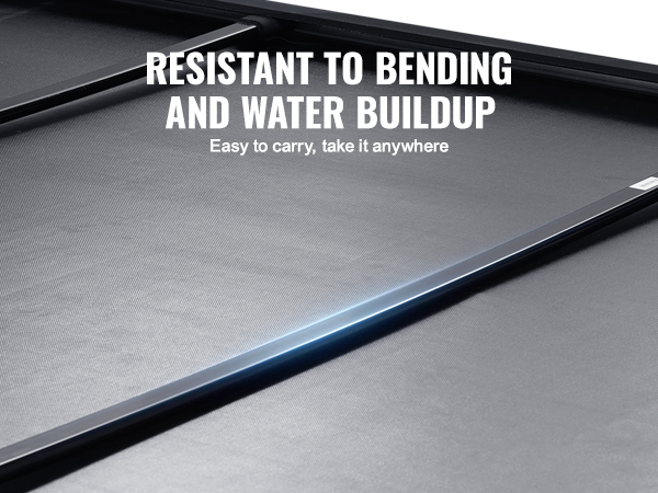 VEVOR truck bed cover with rust-resistant aluminum crossbars, resistant to bending and water buildup.