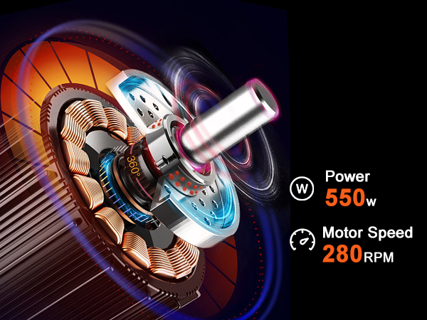 VEVOR chicken plucker features a 550w motor with a speed of 280 rpm for efficient plucking.