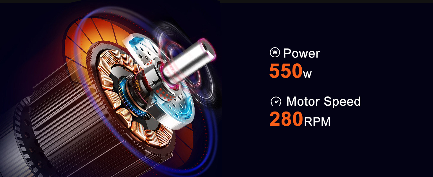 VEVOR chicken plucker features a 550w motor with a speed of 280 rpm for efficient plucking.