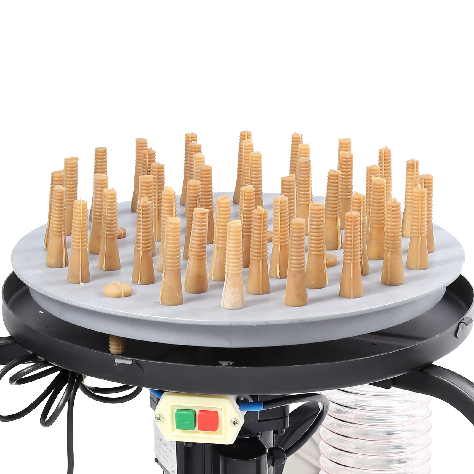 VEVOR chicken plucker with rubber fingers and control buttons for efficient poultry plucking.