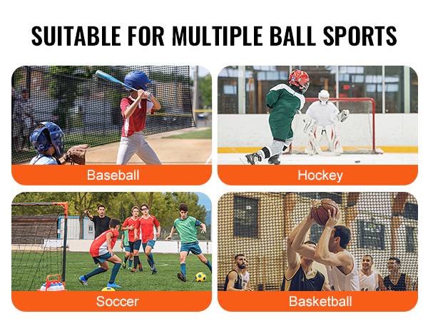 suitable for multiple ball sports: baseball, hockey, soccer, basketball. perfect for VEVOR golf practice net.